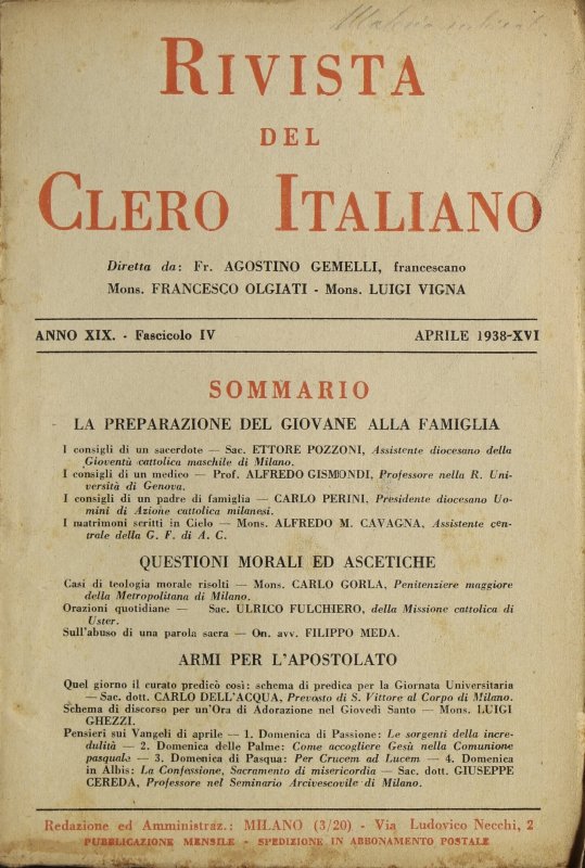 LA RIVISTA DEL CLERO ITALIANO - 1938 - 4