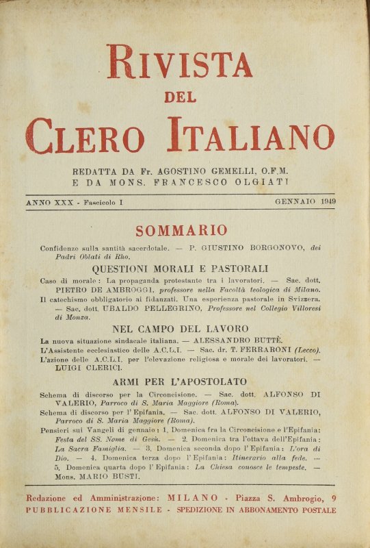 LA RIVISTA DEL CLERO ITALIANO - 1949 - 1