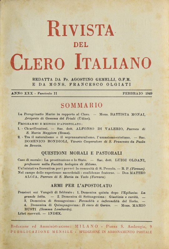 LA RIVISTA DEL CLERO ITALIANO - 1949 - 2