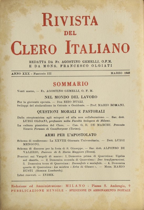 LA RIVISTA DEL CLERO ITALIANO - 1949 - 3