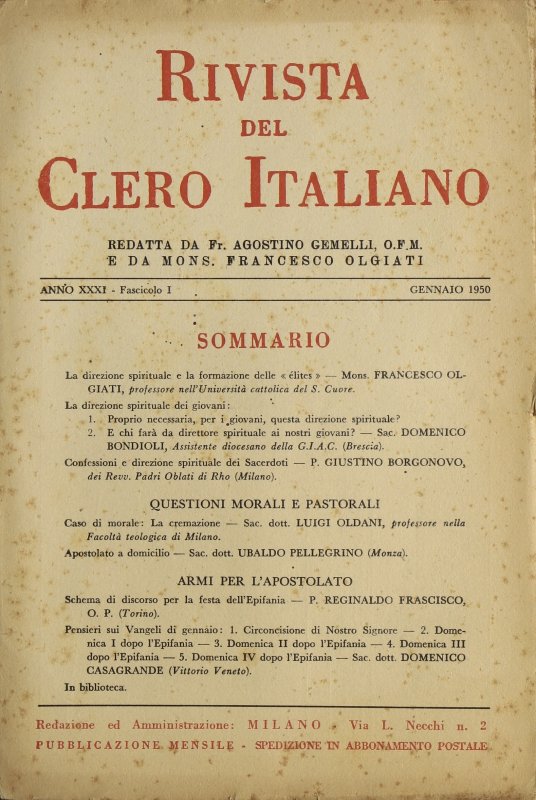 LA RIVISTA DEL CLERO ITALIANO - 1950 - 1