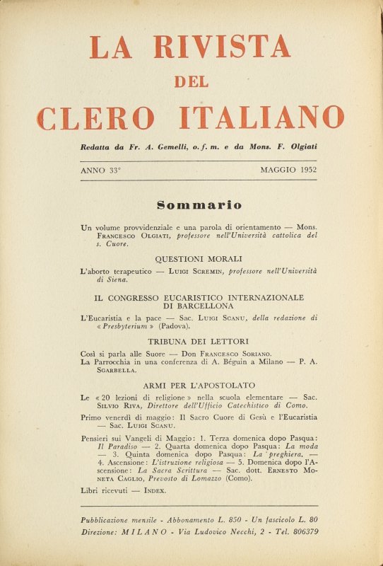 LA RIVISTA DEL CLERO ITALIANO - 1952 - 5
