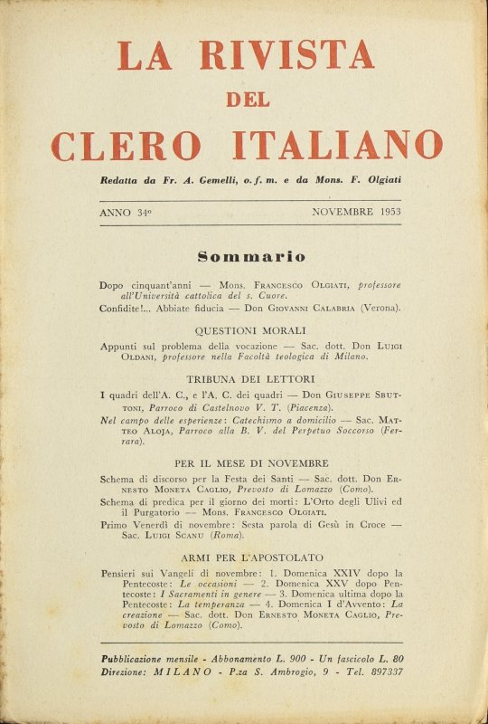 LA RIVISTA DEL CLERO ITALIANO - 1953 - 11