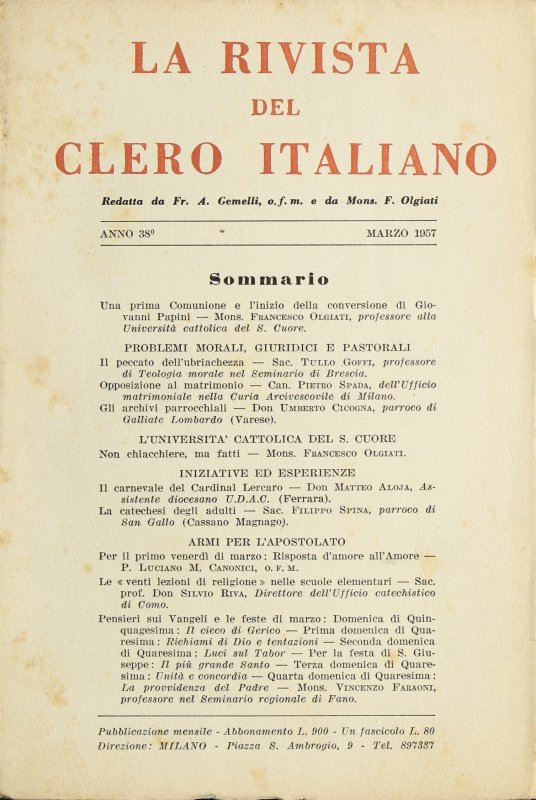 LA RIVISTA DEL CLERO ITALIANO - 1957 - 3