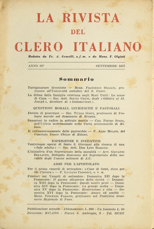 LA RIVISTA DEL CLERO ITALIANO - 1957 - 9