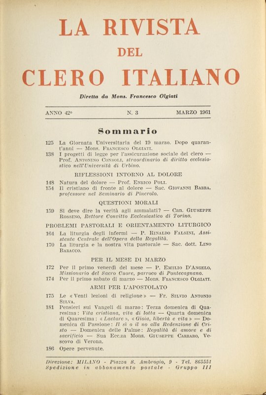 LA RIVISTA DEL CLERO ITALIANO - 1961 - 3