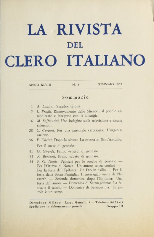 LA RIVISTA DEL CLERO ITALIANO - 1967 - 1