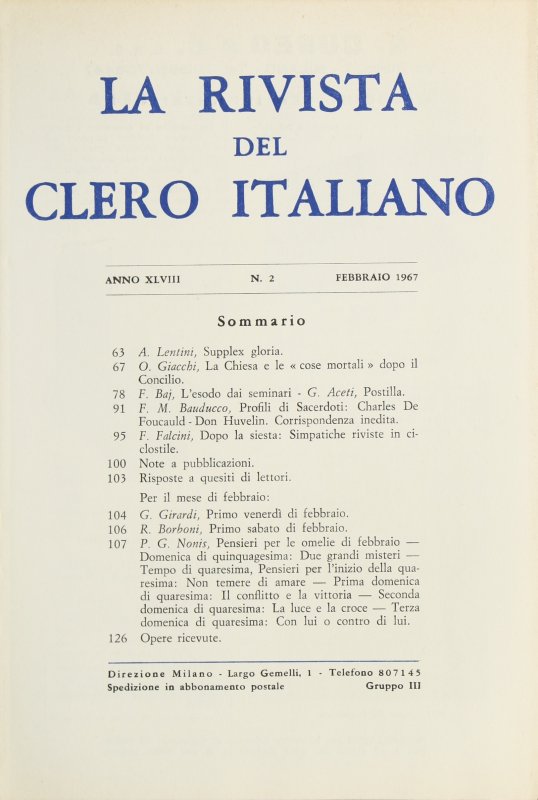 LA RIVISTA DEL CLERO ITALIANO - 1967 - 2