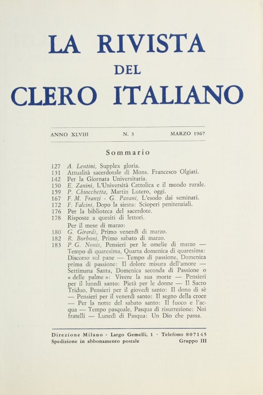 LA RIVISTA DEL CLERO ITALIANO - 1967 - 3
