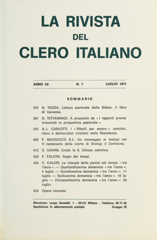 LA RIVISTA DEL CLERO ITALIANO - 1971 - 7