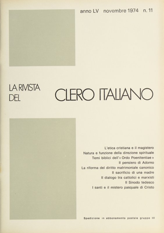 LA RIVISTA DEL CLERO ITALIANO - 1974 - 11