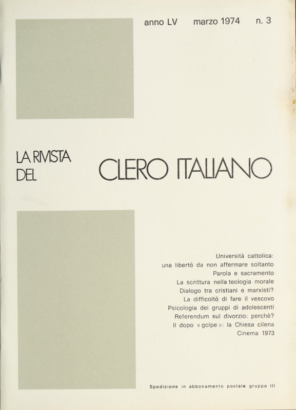 LA RIVISTA DEL CLERO ITALIANO - 1974 - 3