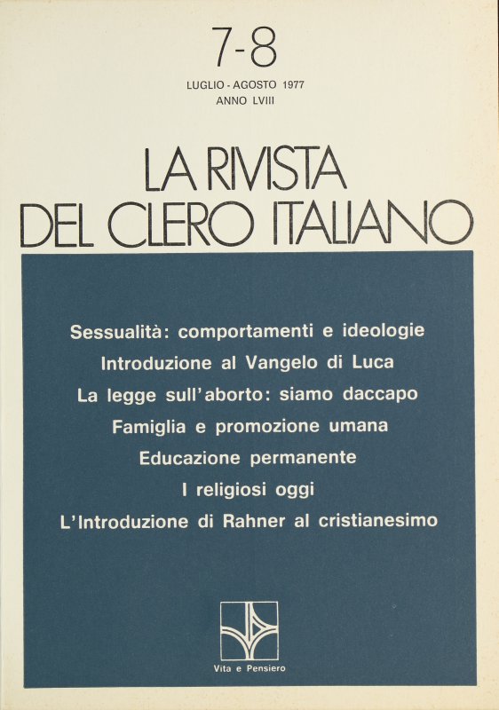 LA RIVISTA DEL CLERO ITALIANO - 1977 - 7-8