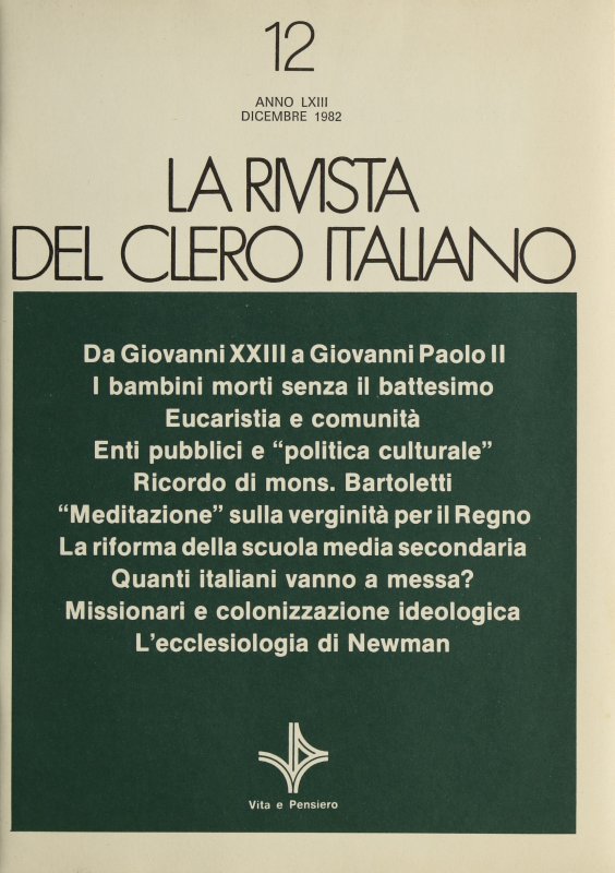 LA RIVISTA DEL CLERO ITALIANO - 1982 - 12