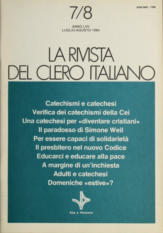 LA RIVISTA DEL CLERO ITALIANO - 1984 - 7-8