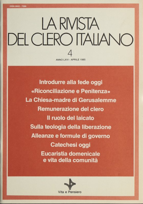 LA RIVISTA DEL CLERO ITALIANO - 1985 - 4
