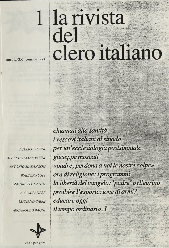 LA RIVISTA DEL CLERO ITALIANO - 1988 - 1