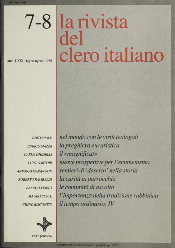 LA RIVISTA DEL CLERO ITALIANO - 1988 - 7-8