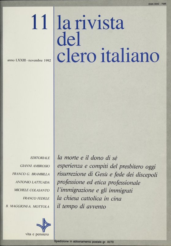 LA RIVISTA DEL CLERO ITALIANO - 1992 - 11