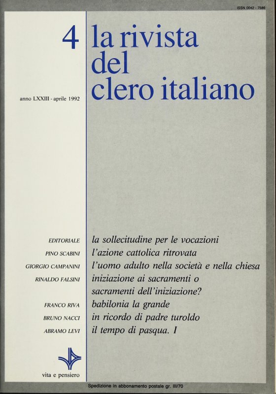 LA RIVISTA DEL CLERO ITALIANO - 1992 - 4