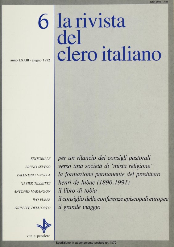 LA RIVISTA DEL CLERO ITALIANO - 1992 - 6