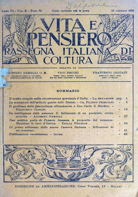 VITA E PENSIERO - 1920 - 1
