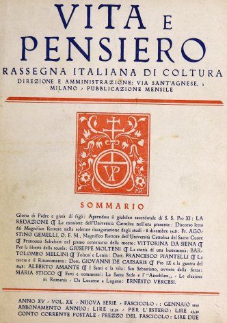 VITA E PENSIERO - 1929 - 1